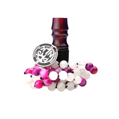 Персональный мундштук Personalka Stone с бусами из натурального камня (красный, розовый)