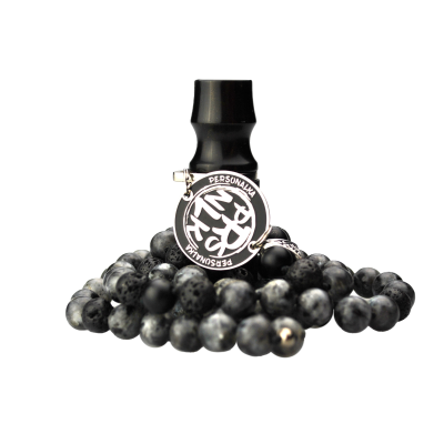 Персональный мундштук Personalka Stone с бусами из натурального камня (чёрный, серый)