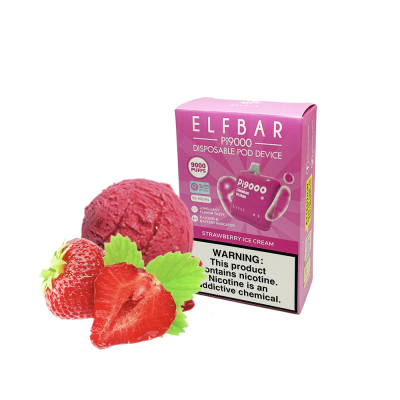 Elf Bar Pi9000 Strawberry ice cream (Земляника Мороженое) Одноразовый POD