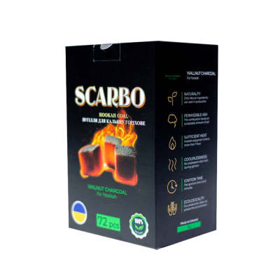 Ореховый уголь для кальяна Scarbo (1 кг, 72 шт, р25)