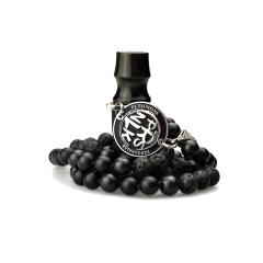 Персональный мундштук Personalka Stone с бусами из натурального камня v2 (Чёрный, Золото)