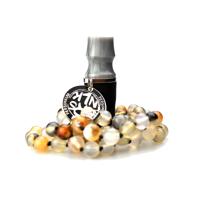 Персональный мундштук Personalka Stone с бусами из натурального камня (Серый, Коричневый))