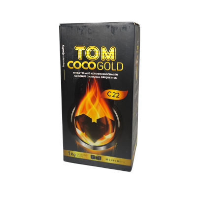 Кокосовый уголь для кальяна Tom Cococha Gold (1 кг, 96 шт, маленький кубик)