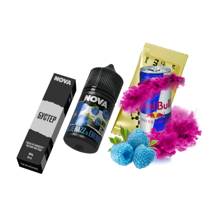Набір для самозамішування Chaser Nova Red Bull&Blue Raspberry (Енергетик Чорниця Малина, 50 мг, 30 мл)