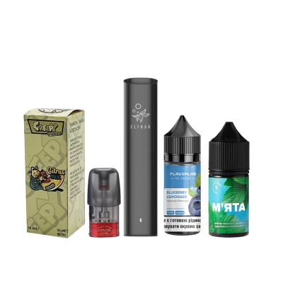 Комплект Elf Bar Mate 500 Black и стартовый набор жидкостей