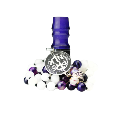 Персональный мундштук Personalka Stone с бусами из натурального камня (Белый, Фиолетовый)