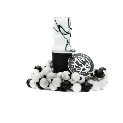 Персональный мундштук Personalka Stone с бусами из натурального камня (Чёрный, Белый)