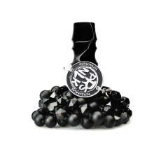 Персональный мундштук Personalka Stone с бусами из натурального камня (Чёрный с белыми линиями)