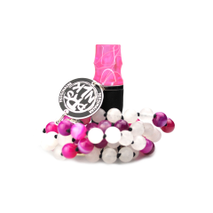 Персональный мундштук Personalka Stone с бусами из натурального камня (Розовый с белыми линиями)