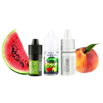 Набор для самозамеса Elfliq Watermelon Sour Peach (Арбуз Кислый Персик, 50 мг, 30 мл)