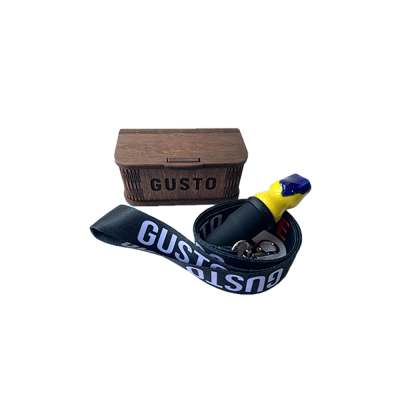 Персональный мундштук из керамики Gusto с ленточкой Gusto Life (Жёлто-синий)