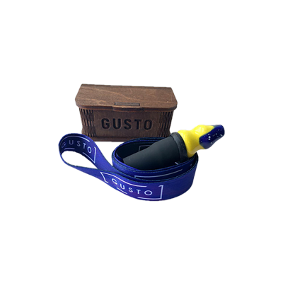 Персональный мундштук из керамики Gusto с ленточкой Gusto в рамке (Жёлто-синий)