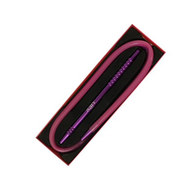 Мундштук для кальяна из алюминия Amy Pink с Силиконовым шлангом (розовый, в коробке)