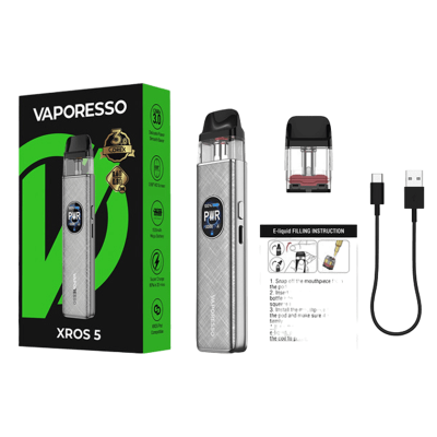 Vaporesso XROS 5 1500 Black Leather (Чёрный с узором, с картриджем) Многоразовый POD