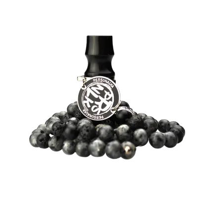 Персональный мундштук Personalka Stone с бусами из натурального камня (чёрный, серый)