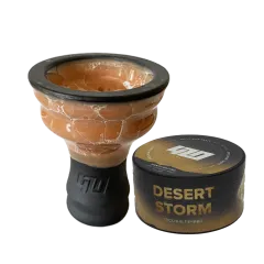 Глиняна чаша 420 (жовтогаряча) + тютюн Desert Storm (25 г)