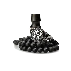 Персональный мундштук Personalka Stone с бусами из натурального камня v2 (Чёрный, Золото)