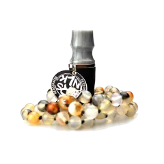 Персональный мундштук Personalka Stone с бусами из натурального камня (Серый, Коричневый))