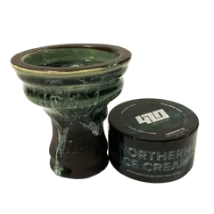 Глиняна чаша 420 (зелена) + тютюн Northern Ice Cream (25 г)